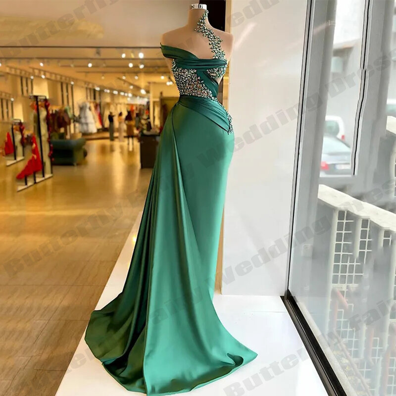 女性のためのプリンセススタイルのイブニングドレス,人魚の形をしたセクシーなノースリーブの衣装,ビーチとパーティーのための,緑,2023
