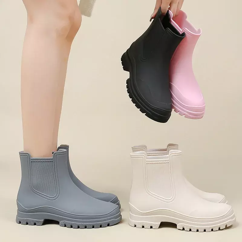Botas de goma para mujer, zapatos de lluvia impermeables, cómodos, antideslizantes, para el trabajo, cocina y jardín