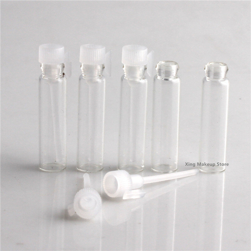 Minibotella vacía de vidrio para Perfume, tubo de ensayo de fragancia líquida de viaje, viales de muestra 4 #, 1ML, 2ML, 100/200/500 piezas, venta al por mayor