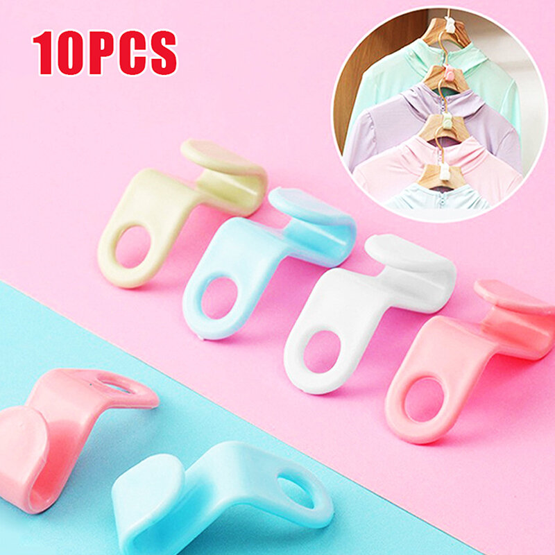 10pcs Clothes Hanger Connection Hook Home Clothes Hanger Link Buckle Thickened Plastic Stackable Clothes Hanger Link Hook
