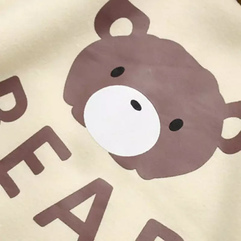 Camisola com capuz manga comprida feminina, estampa urso kawaii, boné de orelha animal, tops Harajuku, saltador feminino com fita, bola de cabelo, fofo
