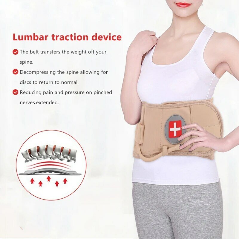 Lombar Spinal-Air Descompressão Back Belt, cintura de tração, cinto protetor, dor suporte lombar inferior, apto para 29 "-49"