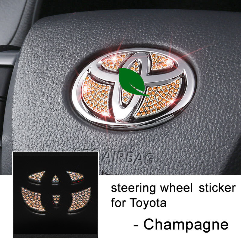 Bling Steering Wheel Emblem Sticker Crystal Decal Accessories Decoration for Toyota, for Honda, for Hyundai