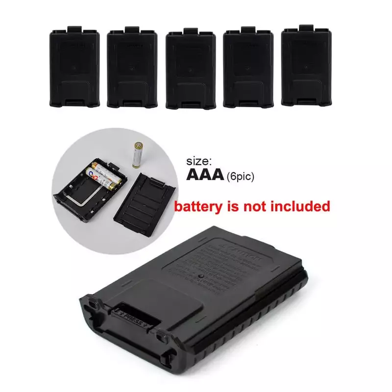 Baofeng Battery Case Pack Shell, Transceptor de Rádio Portátil, Walkie Talkie, 5pcs, 6x AAA, 1800mAh, UV-5R, UV5R