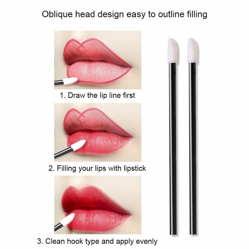 100Pcs Beauty Swab Portable Lip Lipstick Wand Lip Brush Mascara Applicator Clean