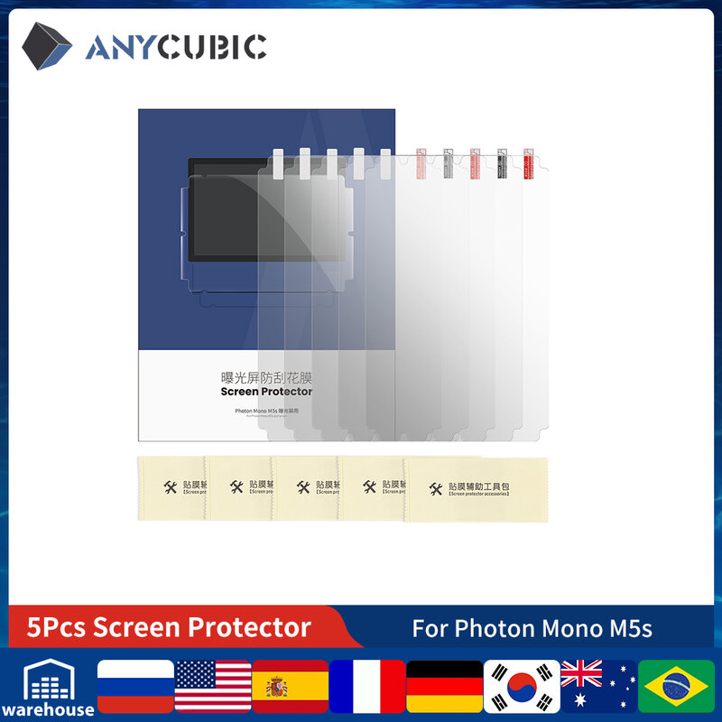 ANYCUBIC ثلاثية الأبعاد أجزاء الطابعة 5 قطعة LCD حامي الشاشة مجموعة للطابعات الفوتون أحادية M5s ثلاثية الأبعاد
