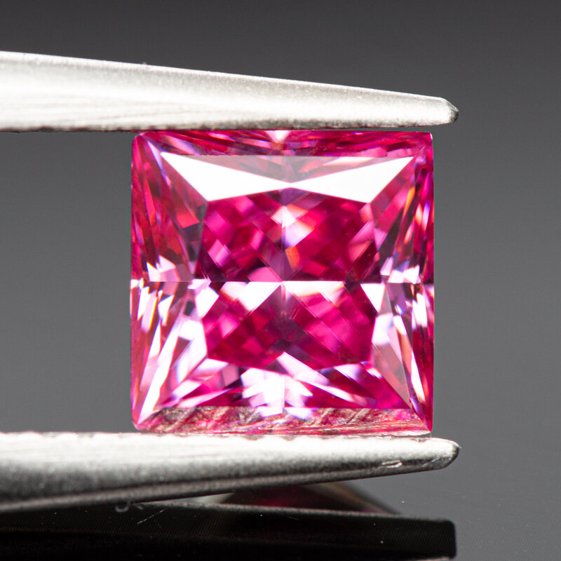 Kamień moissanitowy różowy kolor księżniczka Cut Lab uprawiane diamentami Charms DIY materiały do wyrobu biżuterii z certyfikatem GRA