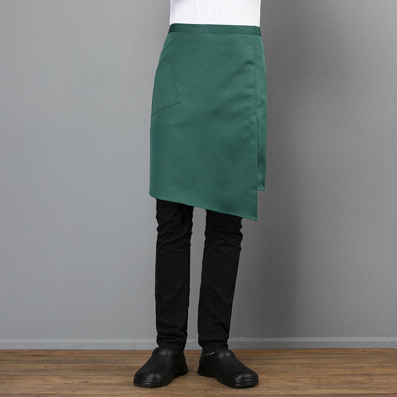 Celemek seragam koki dapur restoran Korea Jepang celemek kerja Wanita Pria kostum kerja tahan minyak celemek pendek setengah panjang