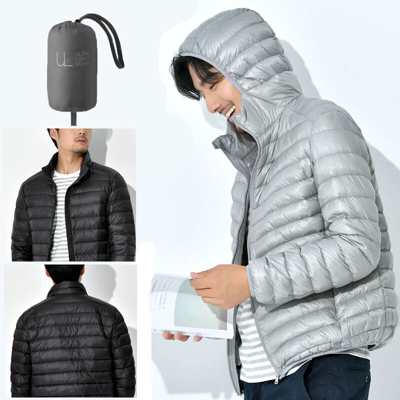メンズ秋冬スリムダウンジャケット,ファッショナブルで暖かい折りたたみ式防水防風服,通気性のあるアウターウェア,ラージサイズ