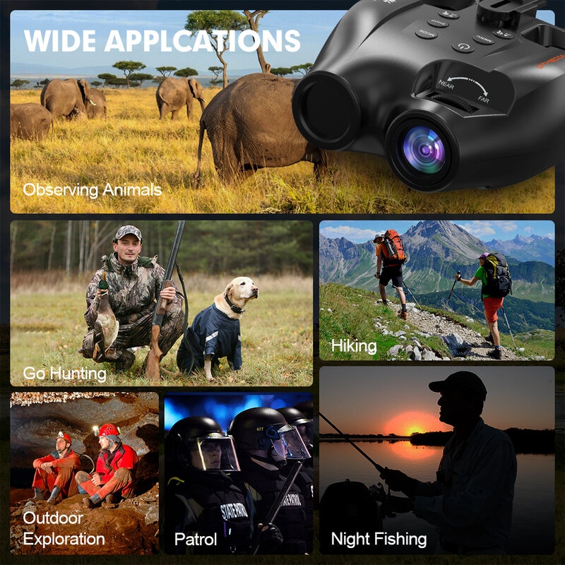 GTMEDIA-binoculares de visión nocturna infrarroja N4, alcance de 850nm, LED infrarrojo con Zoom Digital 5x para patrulla de caza de animales al aire libre