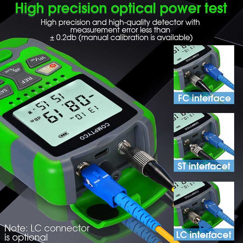 Probador de fibra recargable 4 en 1, Mini medidor de potencia óptica-70 ~ + 10dBm, localizador Visual de fallas, prueba de red Rj45 e iluminación LED