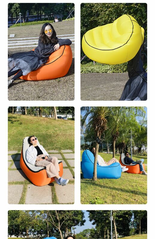 Sofá inflable para Festival de Música, herramienta para acampar al aire libre, cama de aire para tumbarse y dormir individual, cojín de aire perezoso portátil y plegable