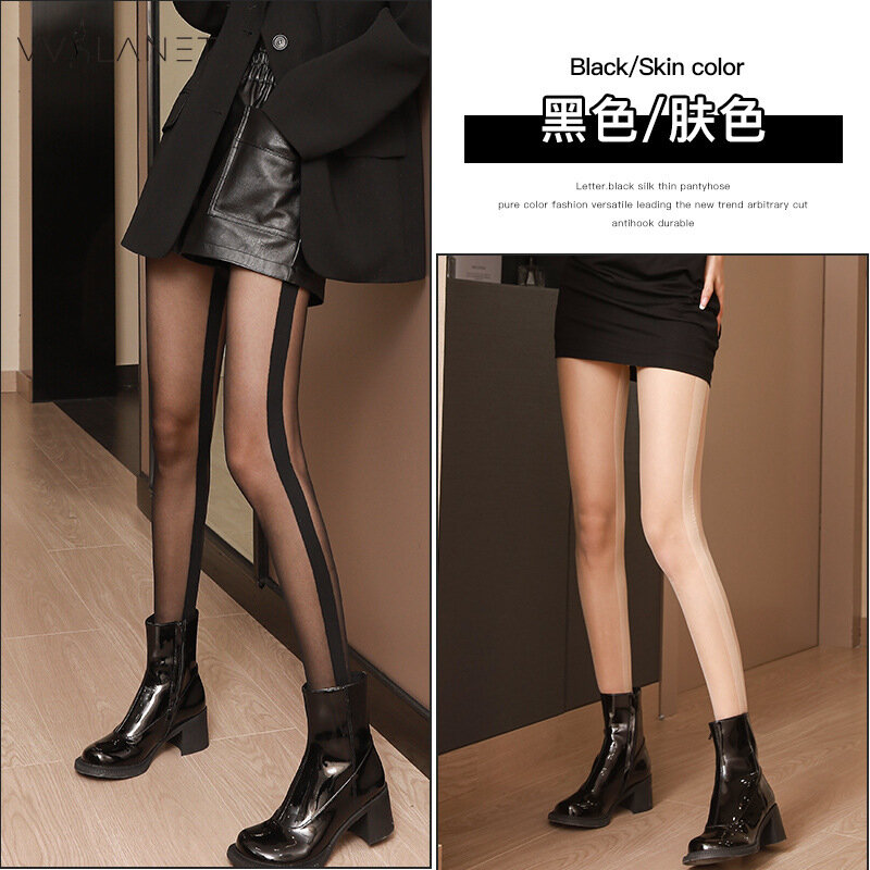 15d sexy seamed meias emendingwomens meias preto linha de seda transparente meia meia mangueira leggings meia-calça