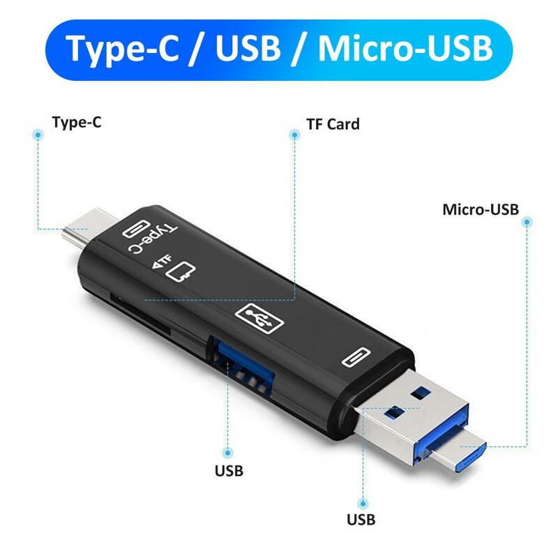 Card Reader Adapter Plug Play High Speed 5-In-1 USB-C 3.0 Type-C TF Card Reader For Phone Tablet Computer