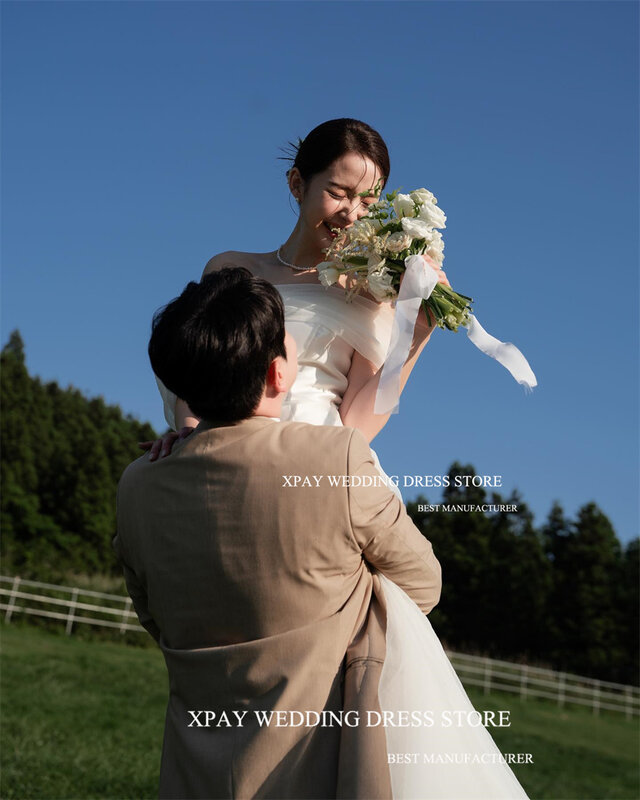 XPAY Organza gaun pernikahan Korea putri duyung untuk wanita foto pernikahan tembak tanpa lengan gaun pengantin buatan khusus