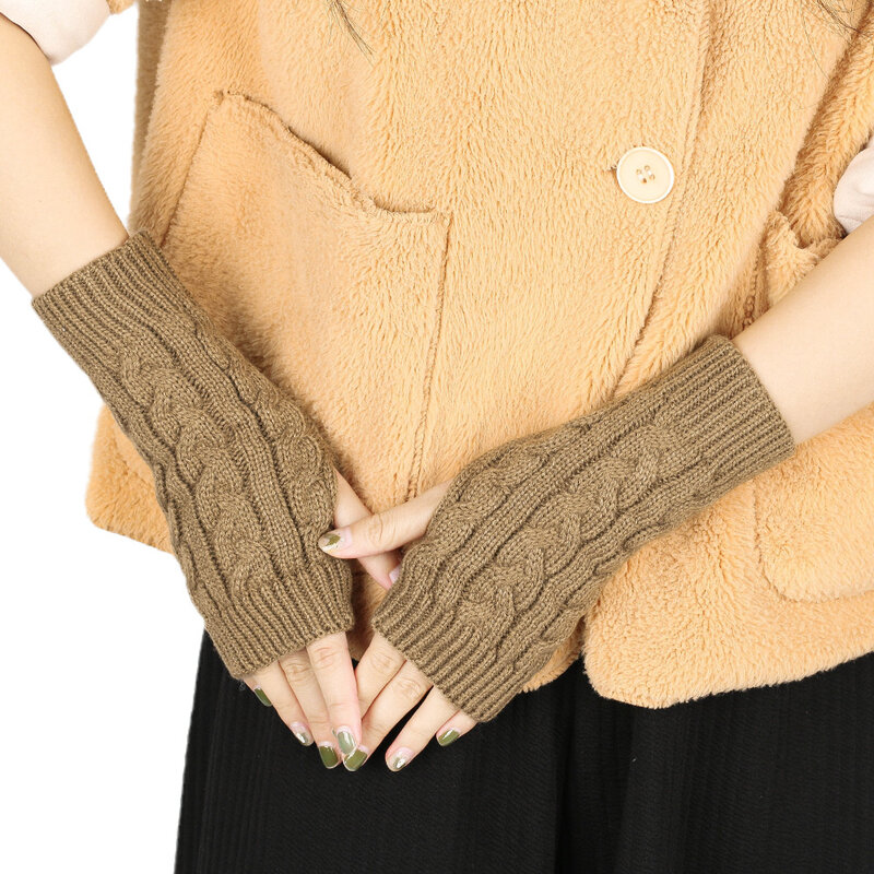 Gants sans doigts en laine douce pour femmes, mitaines chaudes, gants courts élastiques, demi-doigt, élégant, Y2K, poignet, bras, main, hiver, nouveau
