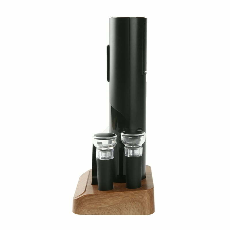 6 Piece Battery Operated Electric Wine Opener Set with Wood Base