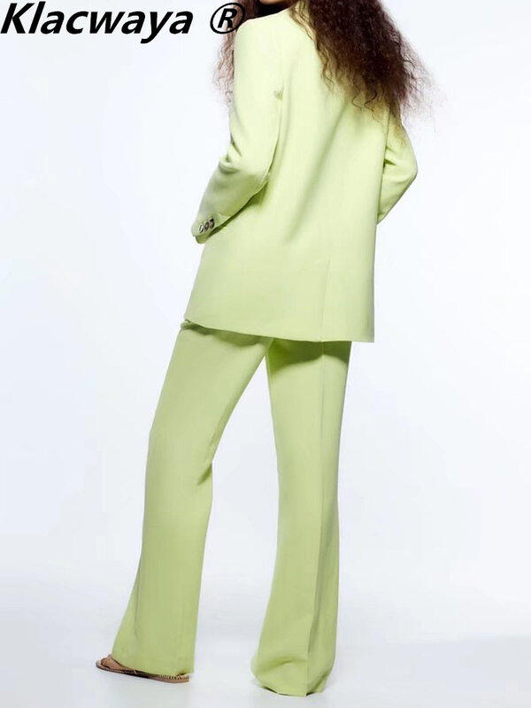 Klacwaya Women Suit Set Elegant Blazer Sets Woman 2 Pieces Office Lady High Waisted Trousers Suits For Women 2022