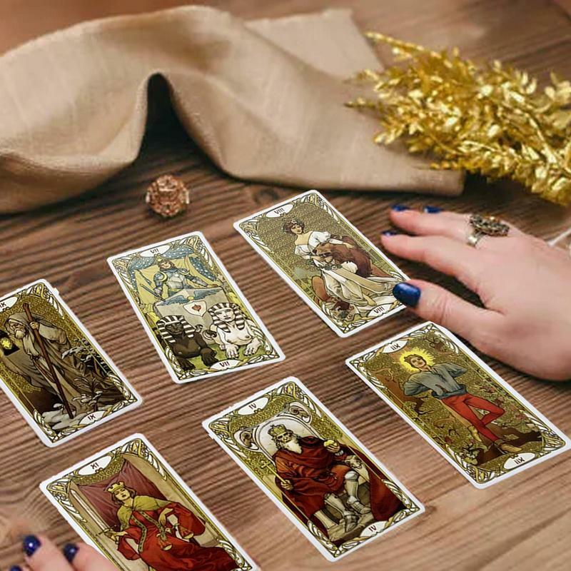 Golden Art Nouveau Oracle Cards Tarot Decks For Beginners Professionals Fortune Telling Cards Table Board Game Family Nights