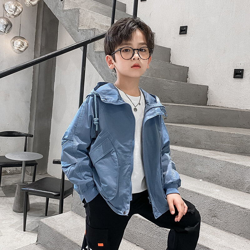 Boys Clothes Children Spring Solid Jacket For Teenage Casual Coat Child Tops 5-16Y Big Kids Active Jacket Baby Fashion Hooded
