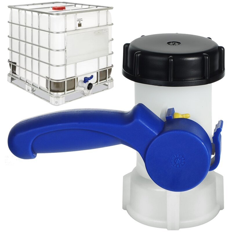 Válvula de Control de salida de contenedor de tanque de agua IBC, adaptador Universal para solución de Base ácida, solventes, 62mm, DN40