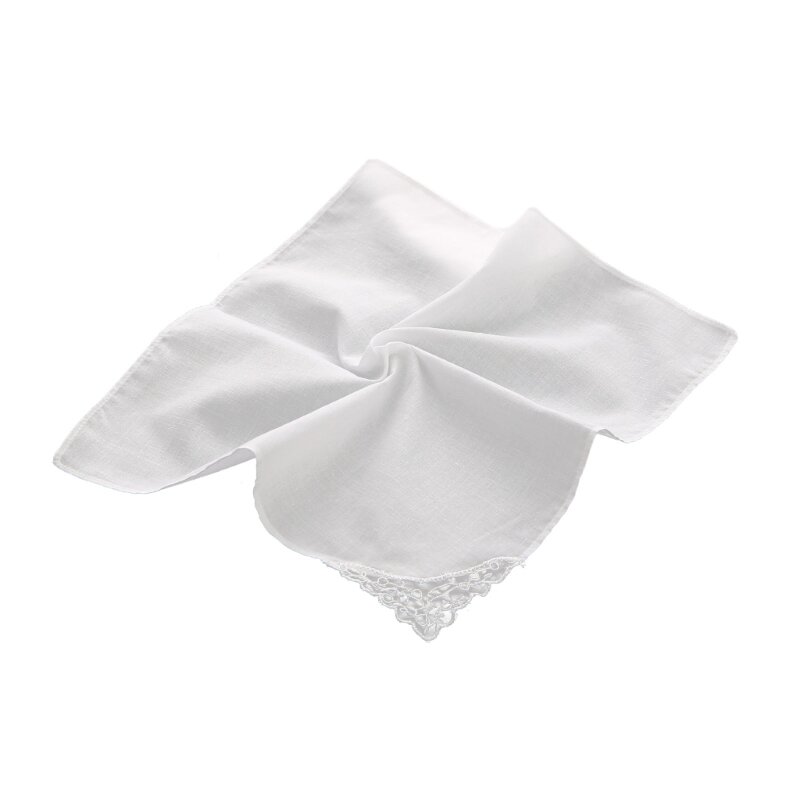 Y1UE Lace Turban Pocket Towel Handkerchief for Women Gauze Headscarf Girl Headpiece