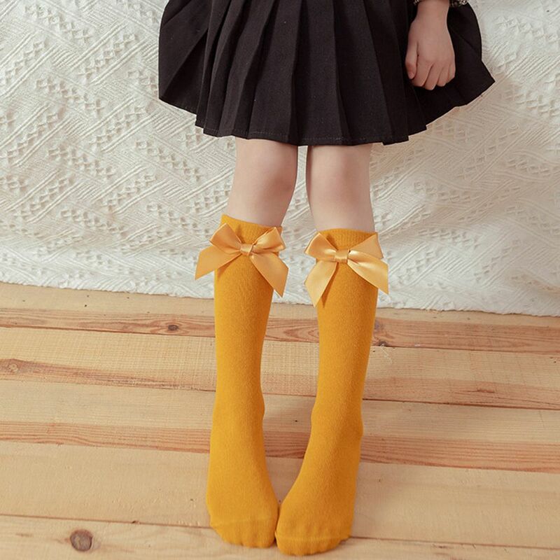 For 6-10Years Lolita Toddler Socks Summer Winter Autumn Knot Socks Long Tube Socks Cotton Children' Socks