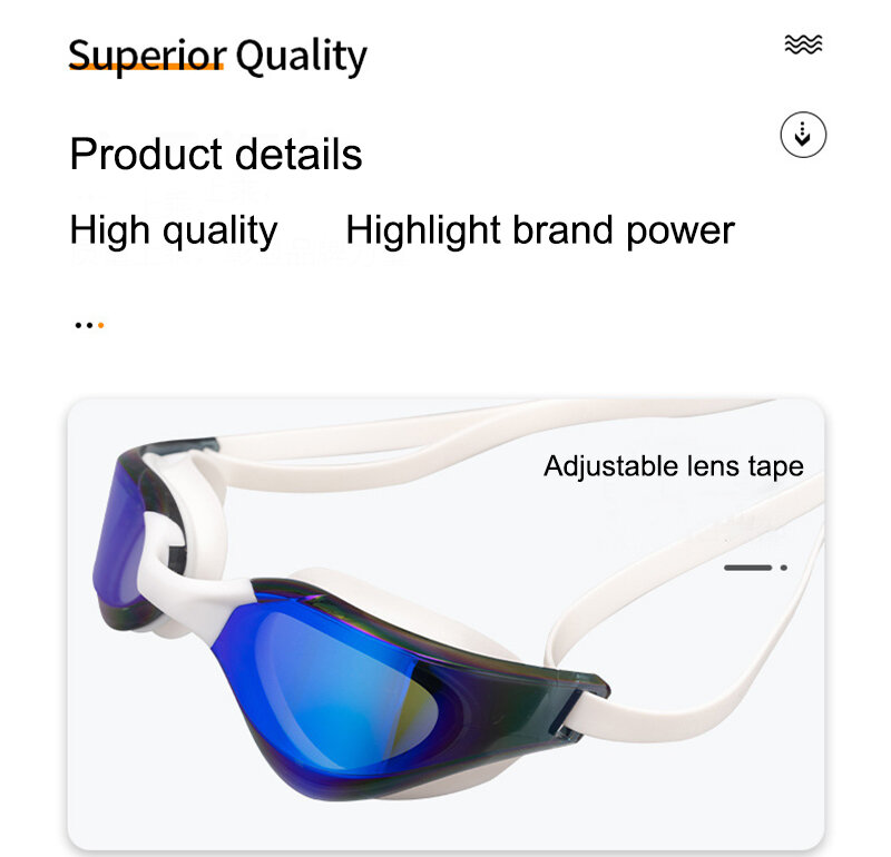 Silicone Professional Race Waterproof Plating Anti-fog Swim Glasses Anti-UV Men And Women Swimming Caps Eyewear Swimming Goggles