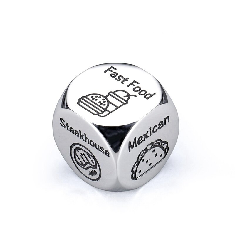 Food Decision Dice Decider For Couple Boyfriend Girlfriend Husband Wife Date Night Dice Gifts For Him Her-A Easy To Use Silver