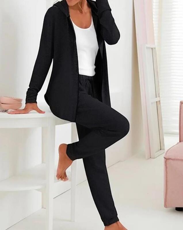 Женский Повседневный комплект из двух предметов, Топ с длинным рукавом и капюшоном и модные облегающие брюки со шнуровкой, новые женские костюмы, осень 2023