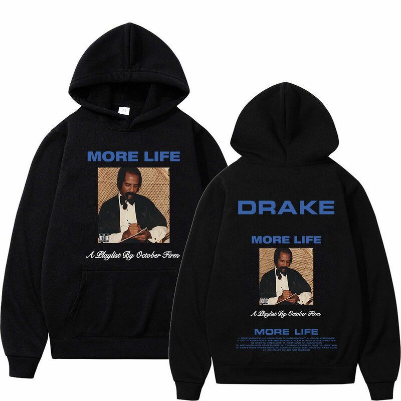 Raper Drake bluza z kapturem Album bardziej życiowy nadruk bluzy typu Oversized mężczyzn kobiet Hip Hop bluzy z długim rękawem w stylu Streetwear