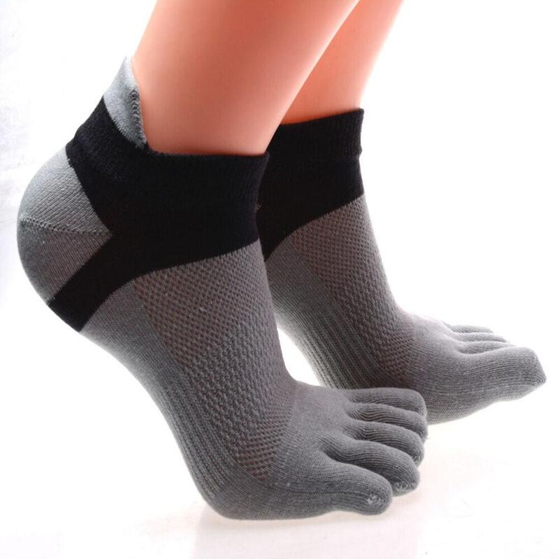 Дышащие Классические однотонные спортивные мужские хлопковые носки с пятью пальцами