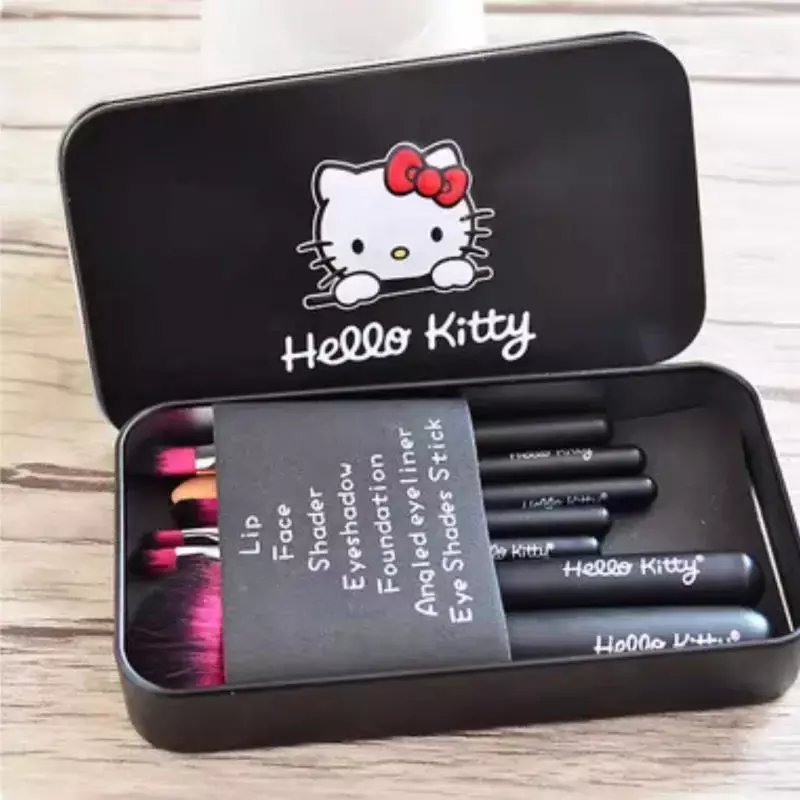 Hello Kitty Sanrio Makeup Brush Set Cartoon Anime Hellos Kittys Women Beauty Tools Girls Accessories Girls Gift Box