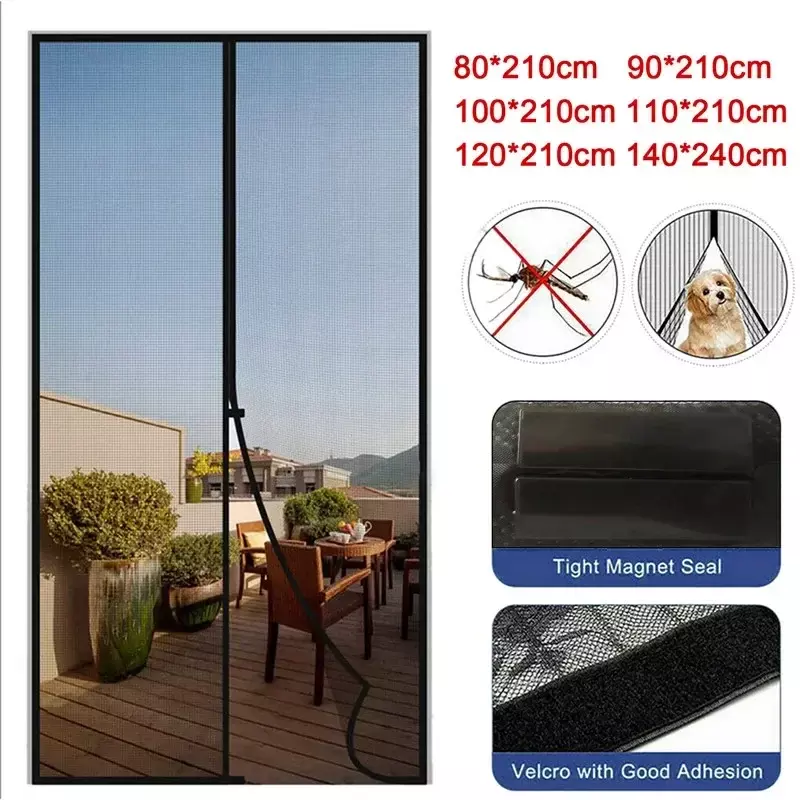 80/90/100/110/120/140cm Magnetic Screen Door Curtain Anti Mosquito Insect Net Summer Fly Screen Net For Window Invisible Mesh