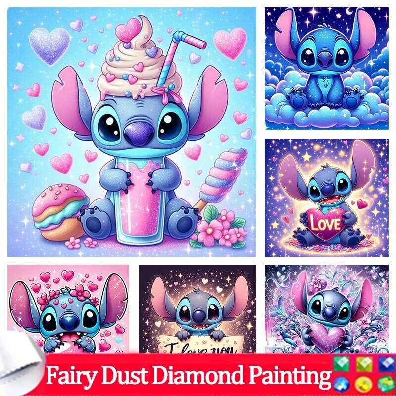 Pintura de diamantes de polvo de hadas DIY, punto de Disney 5D, mosaico de bordado de diamantes redondos cuadrados completos, imagen de diamantes de imitación, decoración de regalo 4