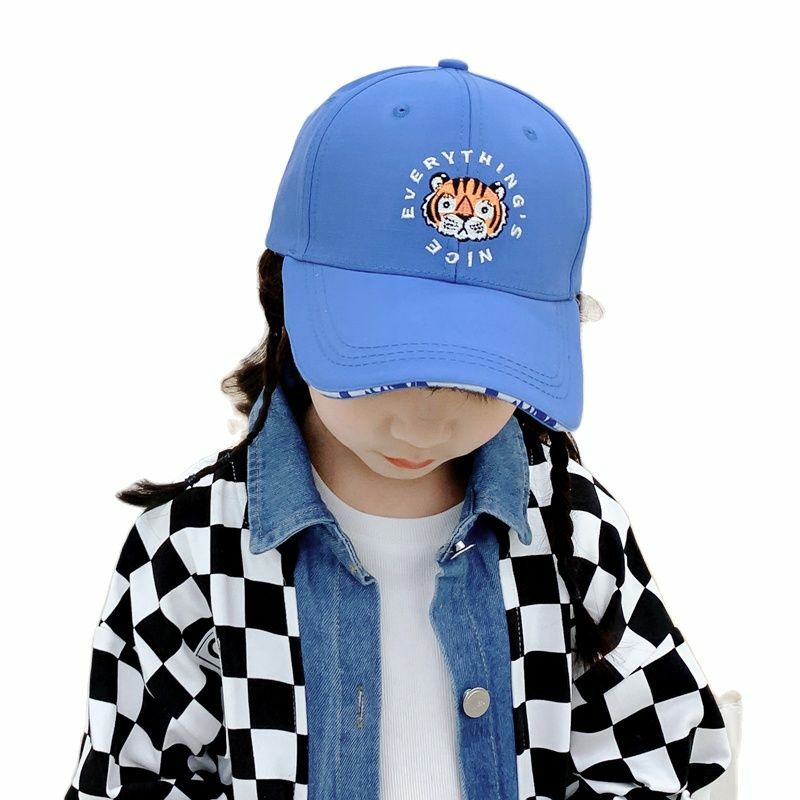 Doitbest criança boné de beisebol para menina menino chapéus verão protetor solar chapéu de sol casual hip hop tigre bordado crianças bonés 2-7 anos de idade