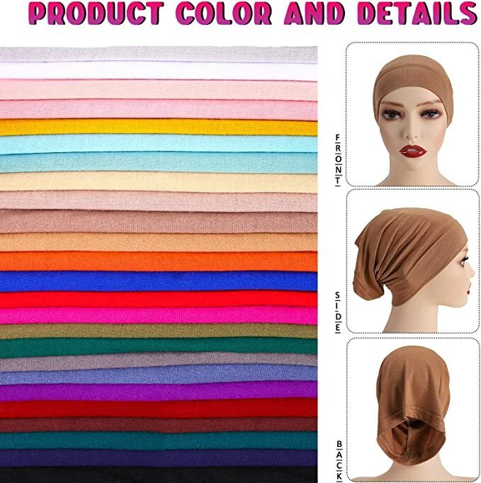 Gorro de rastas para mujer, Hijab elástico debajo de la bufanda, Color sólido, Unisex