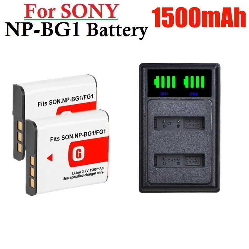 Baterai Kamera Digital Li-ion isi ulang NPBG1 NP-FG1 NP-BG1 1500mAh untuk Sony DSC H3 H5 H7 W70 W80 WX1 NP BG1 FG1 baterai