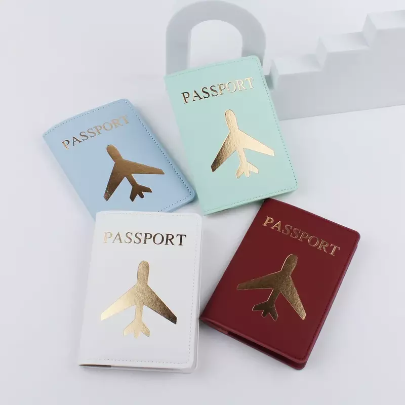 Korea PU Leather Travel Passport Holder Simple Women Men Travel Wedding Passport Covers Credit Name ID Card Badge Holder