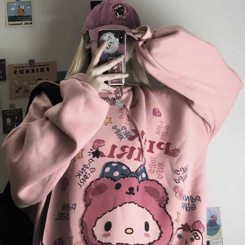 Oversized Hoodie Harajuku Casual Anime Kawaii K Pop Kleding Sweatshirt Trui Top Leuke Goth Fashion Hoodies Vrouwen Streetwear