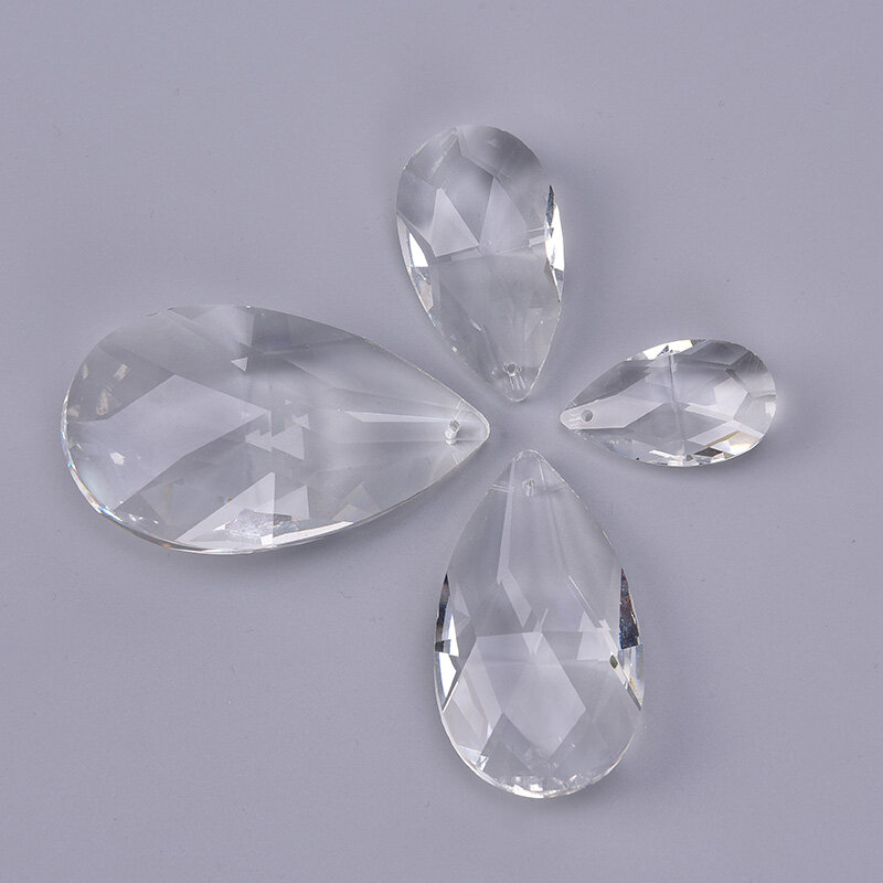 Clear Chandelier Glass Crystals Lamp Multi Faceted Bead Hanging Drops Pendants