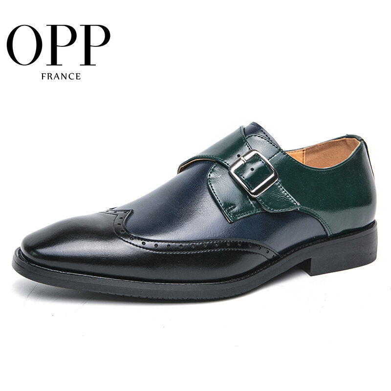 OPP-Chaussures provoqué en cuir véritable pour hommes, Brogue à enfiler, Chaussures de mariage de qualité, Luxe, ix, Affaires, 2024