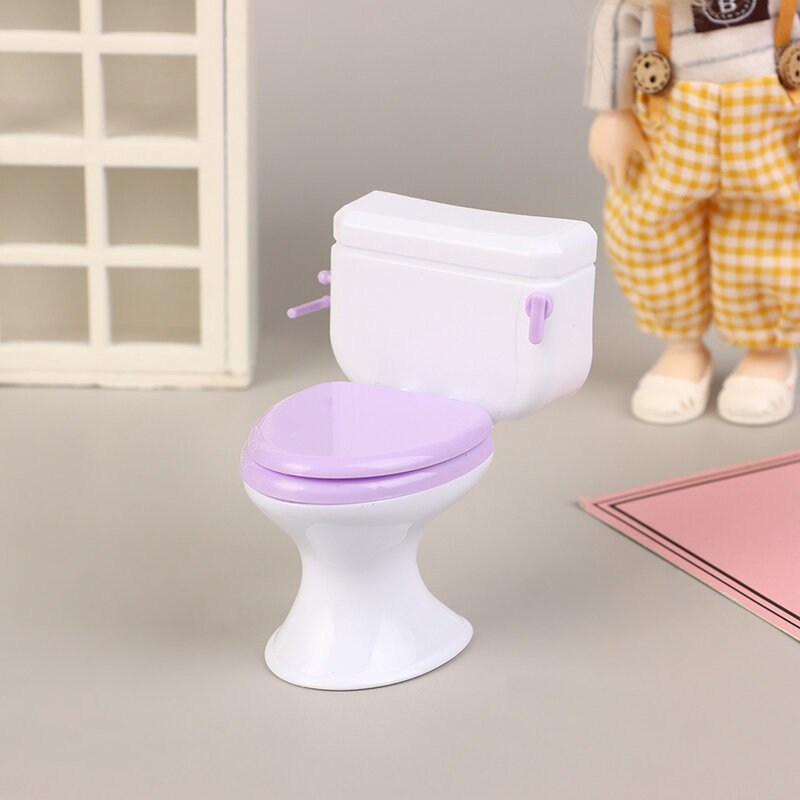 1:12 Dollhouse Toilet Model Dollhouse Mini Bathroom Closestool Decoration Dolls House Accessories Pretend Play Toys