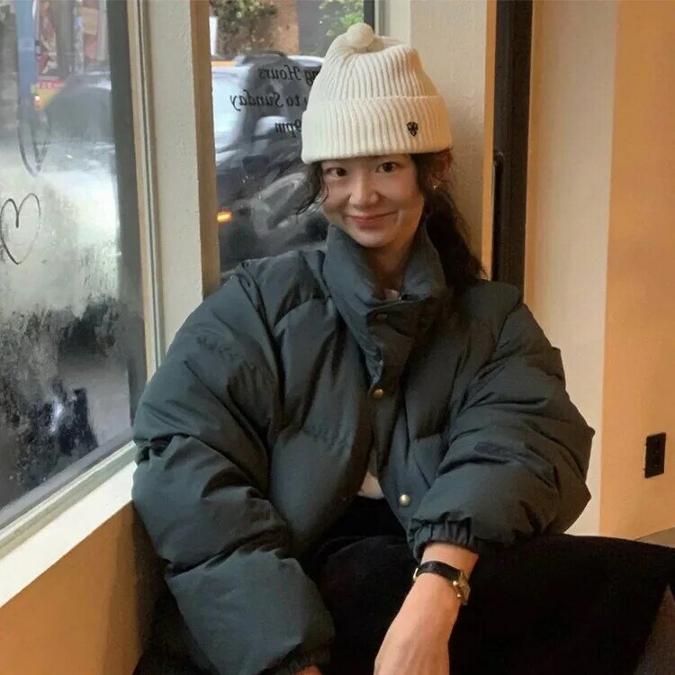 Chwa 2022 inverno curto sólido estilo coreano das mulheres branco ganso para baixo casacos