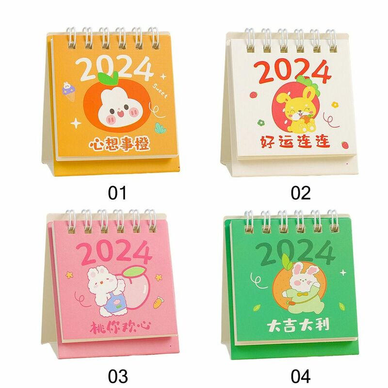 July 2023-Dezember Desktop-Papier Kalender Papier Kaninchen Muster tägliche jährliche Agenda beschreibbare Mini-Zeitplan Planer Büro