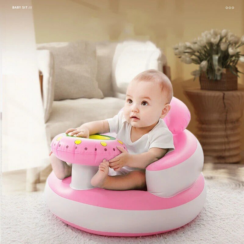 Opblaasbare Baby Seat Sofa Badkamer Kruk Baby Rusting Fauteuil Baby Voeding Eetkamerstoel Leren Zitjes