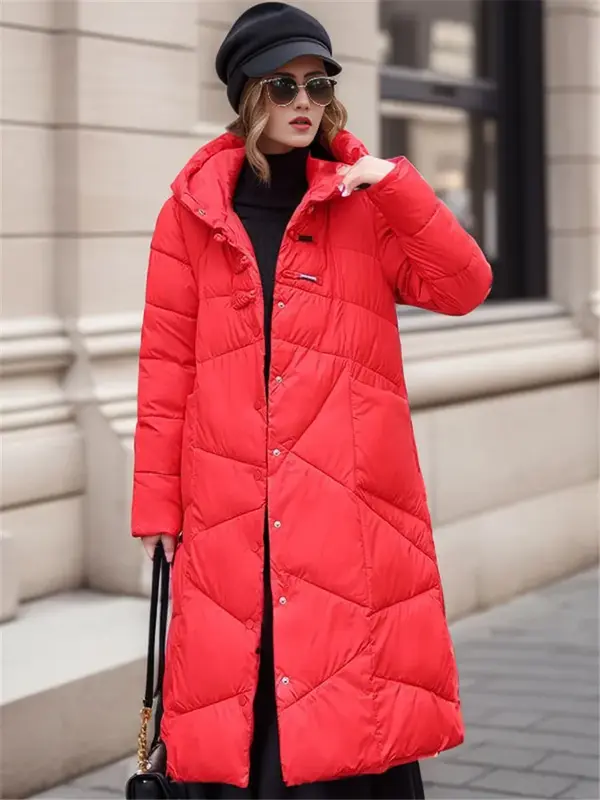 Down Cotton Coat Women Winter New Fashion Long Thick Warmth Hooded Parkas Jacket Clothing