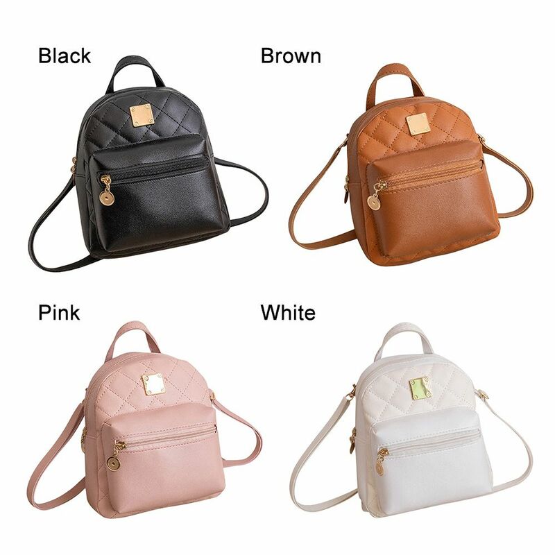 Travel Portable Zipper Mini Rucksack Shoulder Bag Waterproof knapsack PU Leather Backpack