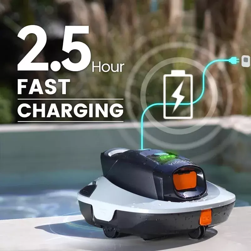 Orca Cordless Robotic Pool Vacuum Cleaner,Portable Auto Swimming Pool Cleaning with LED Indicator, up to 861 Sq.Ft Lasts 90 Mins