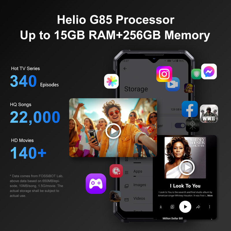 [Wereld Premeire] Fossibot F106pro Robuuste Smartphone Ram 8G + Rom256 G Android 14 12000Mah Mobiele Telefoon Nfc Gps Helio G85 Mobilephone